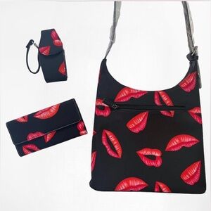 Rare Vintage Lips Bag and Wallet Set
